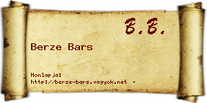 Berze Bars névjegykártya